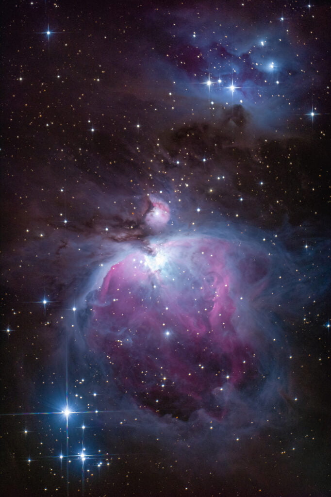 Orion nebula through a 1000 mm telescope