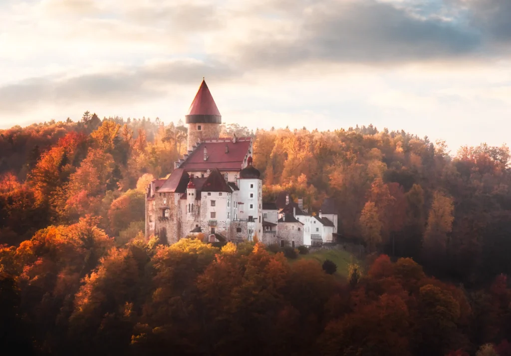 Castle Clam in Upper Austria at sunset